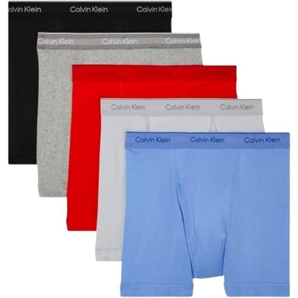 CALVIN KLEIN Boxer Brief Mens XL Gray Blue Black 5-Pack 100% Cotton Classic Fit - Picture 1 of 8
